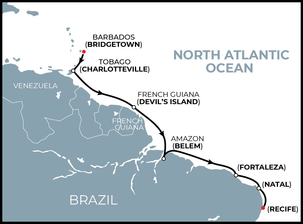 Fall 2021 Repositioning Sectional at Sea Barbados to Recife